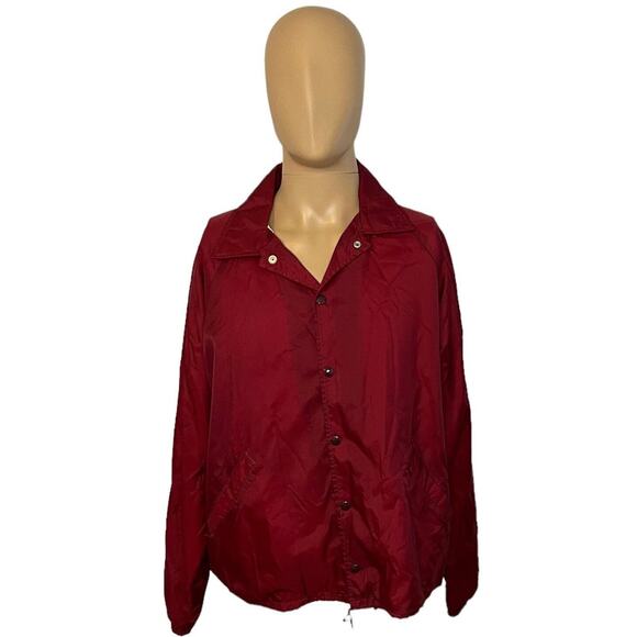 Vintage Unbranded Nylon Jacket Men's Burgundy Maroon Full Zip Size Large - Picture 1 of 5